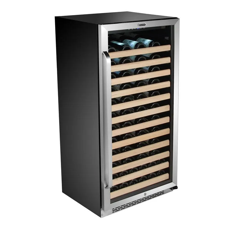 100-Bottle Built-in Stainless Steel Compressor Wine Refrigerator with Display Rack and LED display