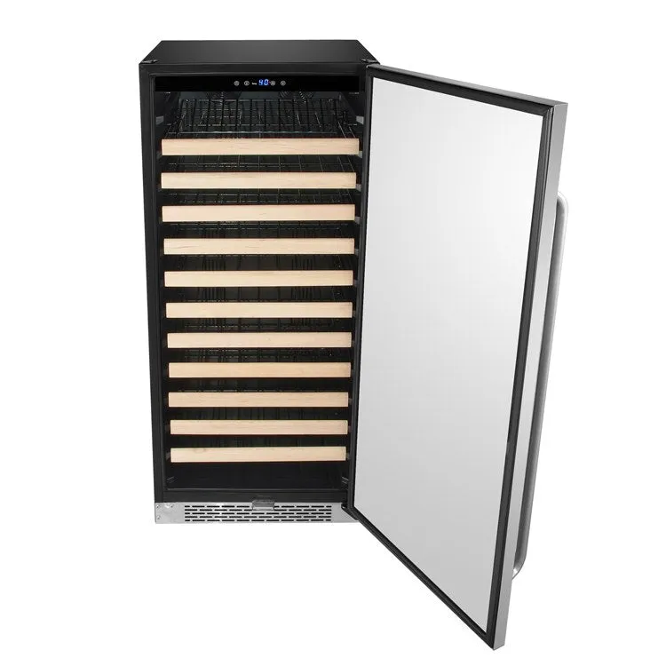 100-Bottle Built-in Stainless Steel Compressor Wine Refrigerator with Display Rack and LED display