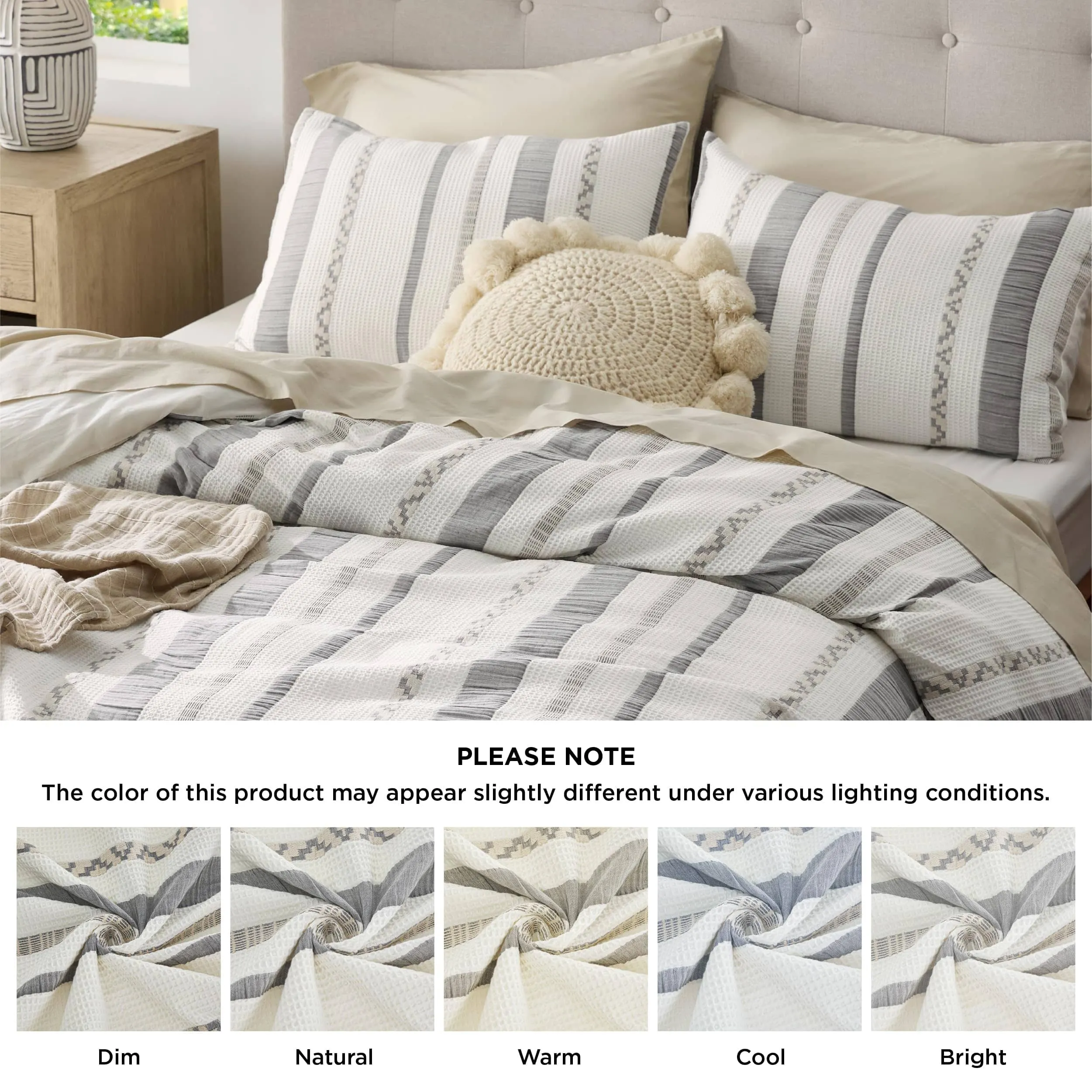 100% Cotton Waffle Weave Boho Duvet Cover Set