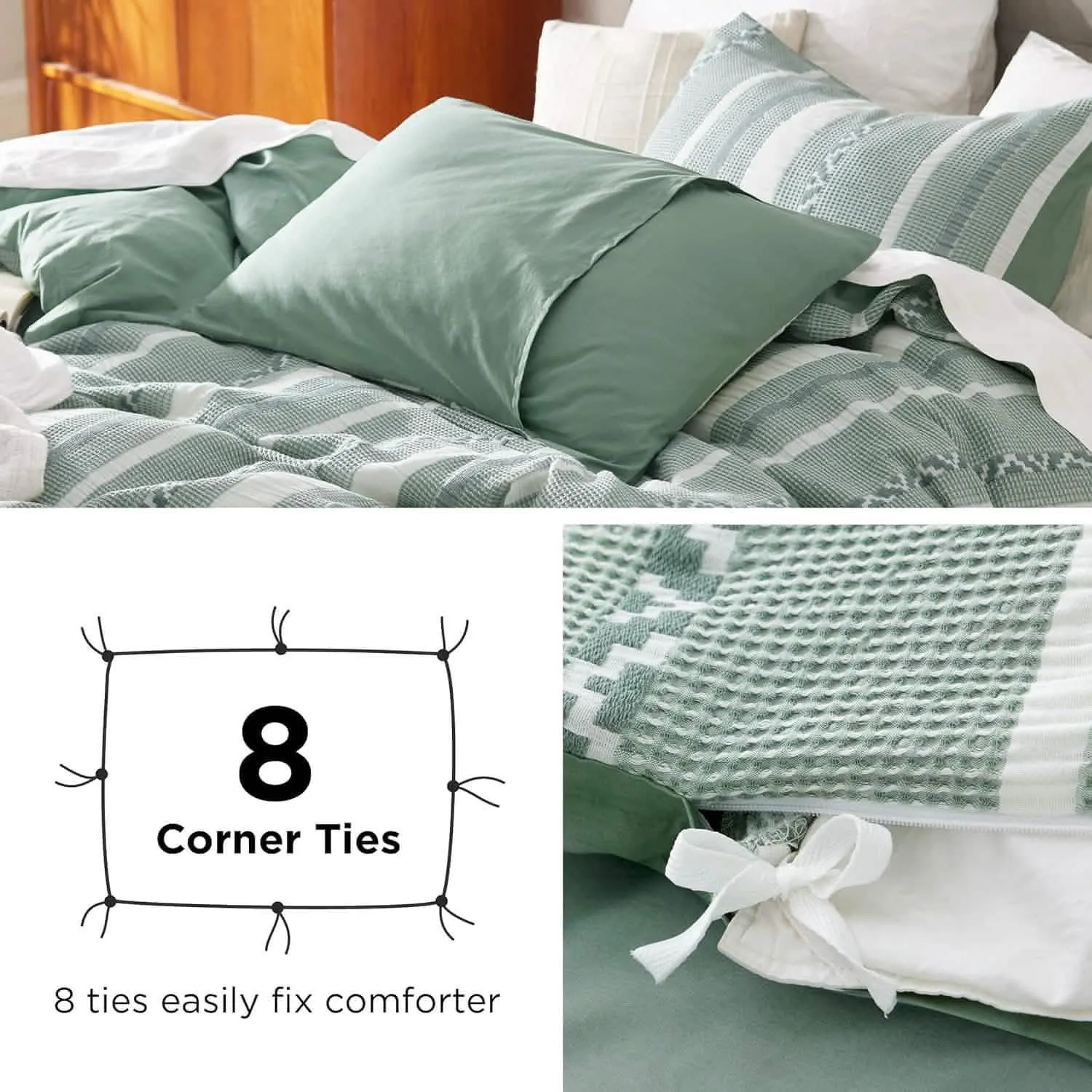 100% Cotton Waffle Weave Boho Duvet Cover Set