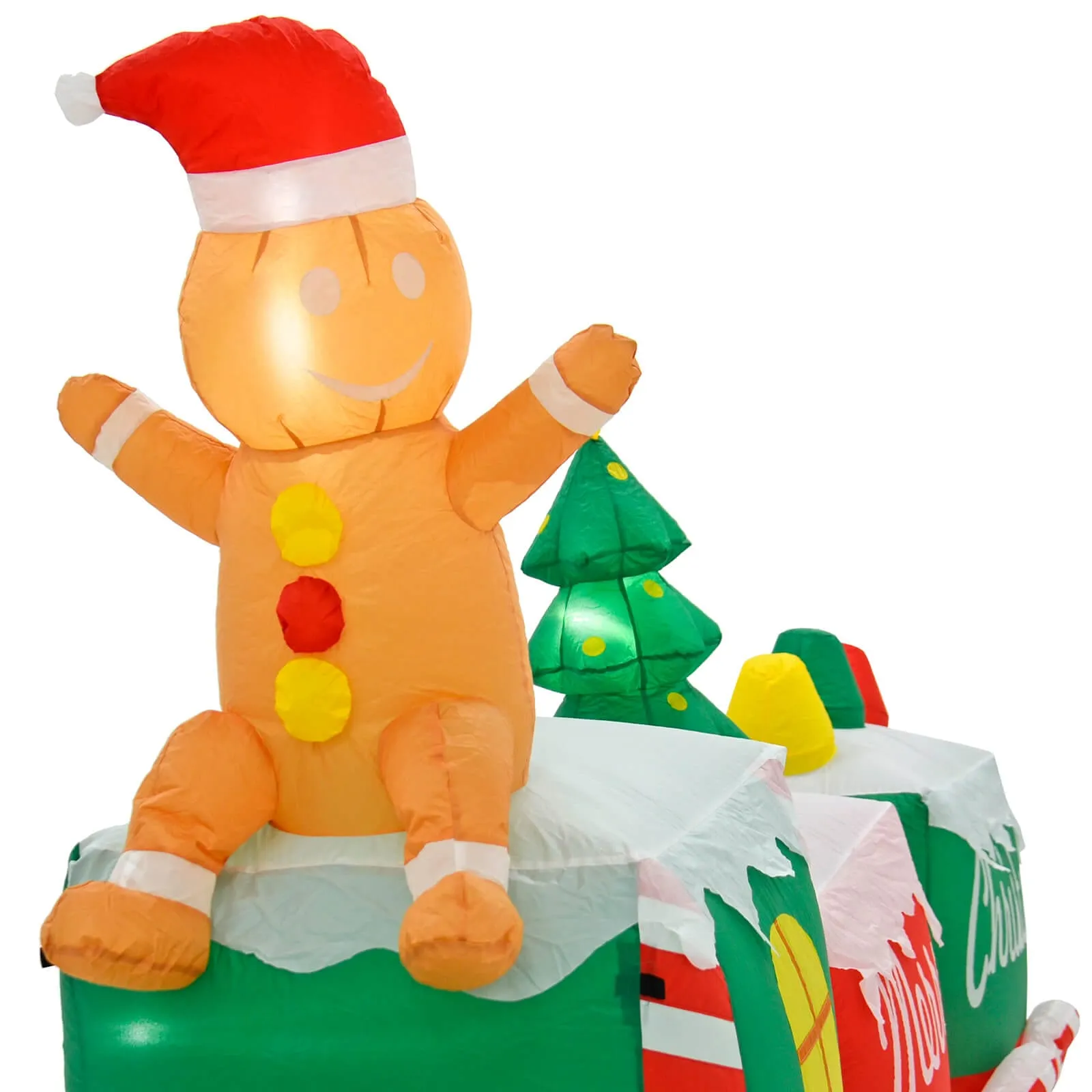 10ft Inflatable Gingerbread Man Train LED Christmas Decoration