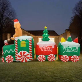 10ft Inflatable Gingerbread Man Train LED Christmas Decoration