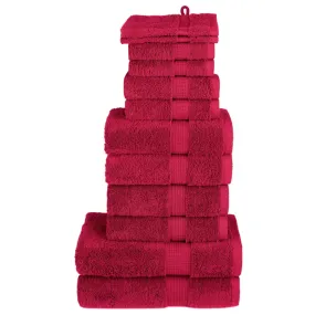 12 Piece Premium Towel Set Red 600 gsm 100% Cotton