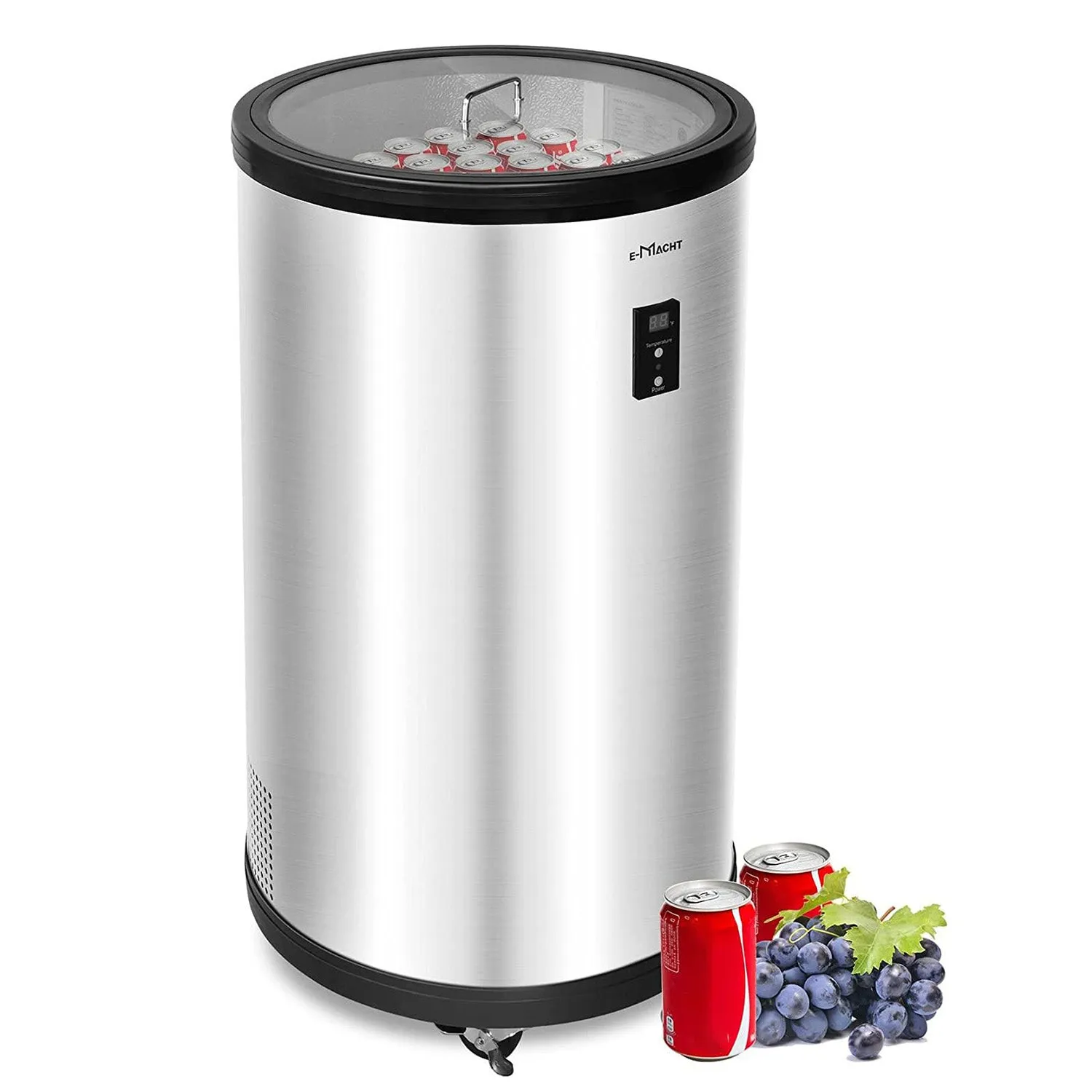 1.8 Cu.ft Beverage Refrigerator Party Cooler Fridge with 4 Universal Wheels, Removable Baskets & LCD Display