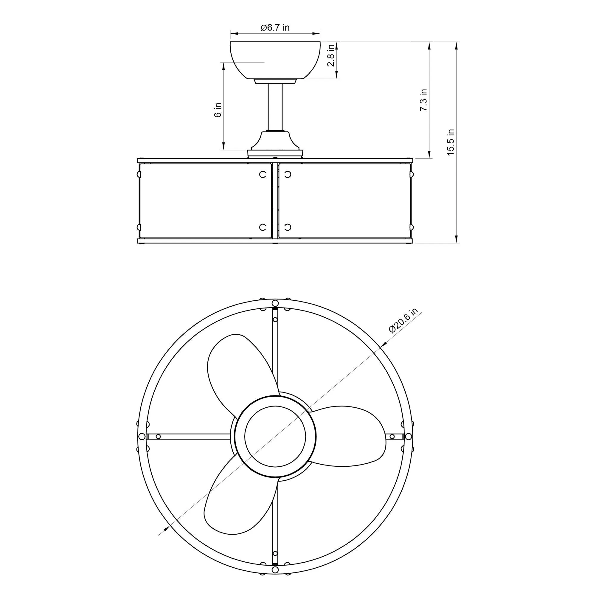 21" Ganga Modern DC Motor Downrod Mount Reversible Ceiling Fan with LED Lighting and Remote Control