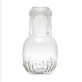 28 oz. Embossed Glass Carafe w/ 8 oz. Embossed Drinking Glass