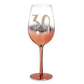 30th Birthday Rose Gold Ombre Wine Glass