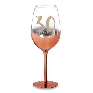 30th Birthday Rose Gold Ombre Wine Glass