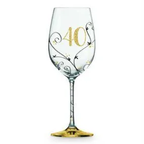 40 Black/Gold Vine Wine Glass