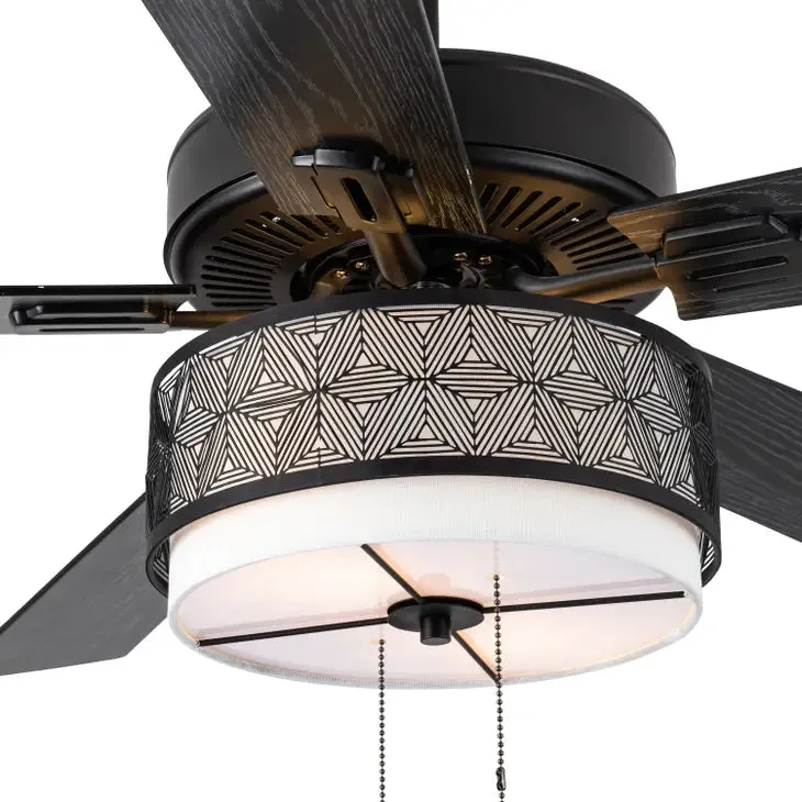 52"W Denise Black Ceiling Fan with Light Kit