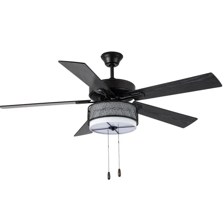 52"W Denise Black Ceiling Fan with Light Kit