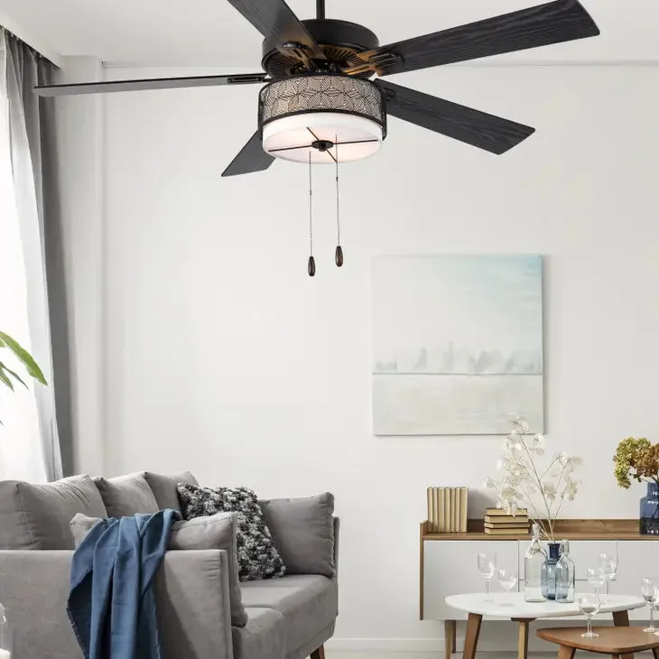 52"W Denise Black Ceiling Fan with Light Kit