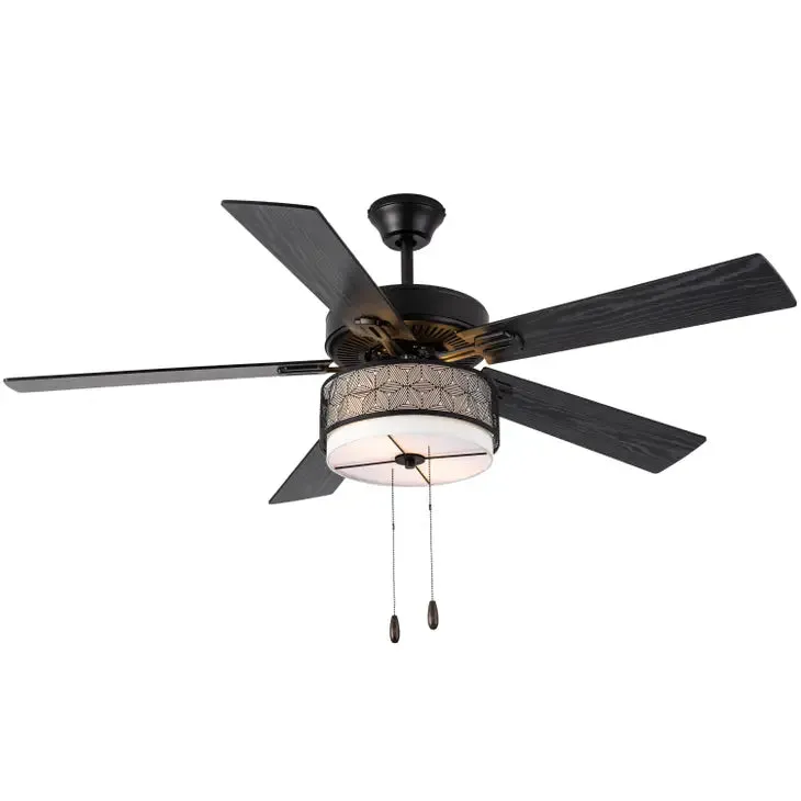 52"W Denise Black Ceiling Fan with Light Kit