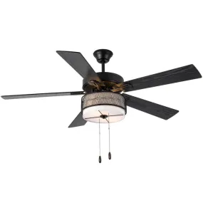 52"W Denise Black Ceiling Fan with Light Kit