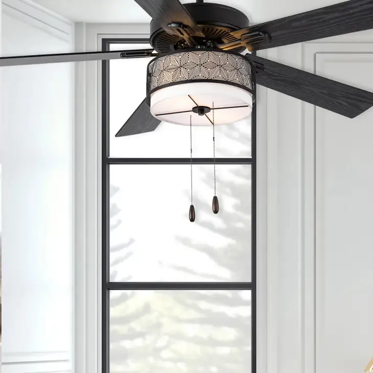 52"W Denise Black Ceiling Fan with Light Kit