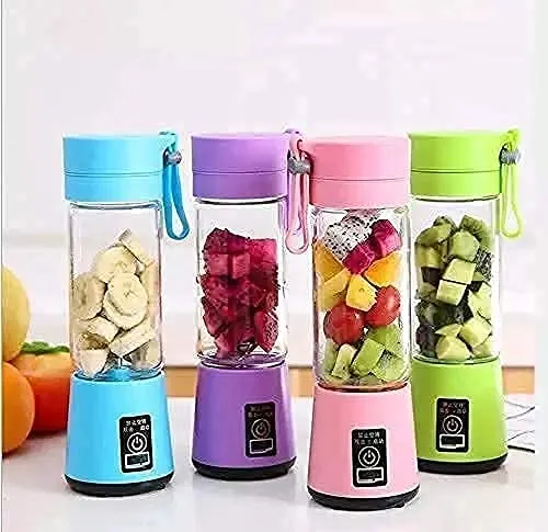 6 Blade Smoothie Maker & Portable Electric USB Juice Maker Juicer Bottle Blender Mixer, Rechargeable Bottle & Portable Fruit Blender Maker Mixer for Home (Small)