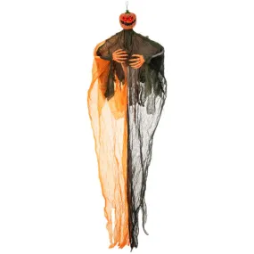 6 Feet Hanging Pumpkin Ghost with Red Glowing Eyes and Bendable Arms