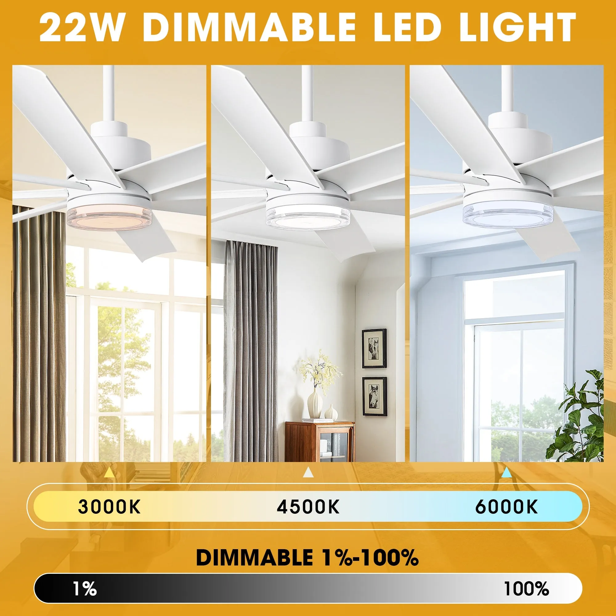 72 Inch Daugava Modern Downrod Mount Smart Fan with LED Light