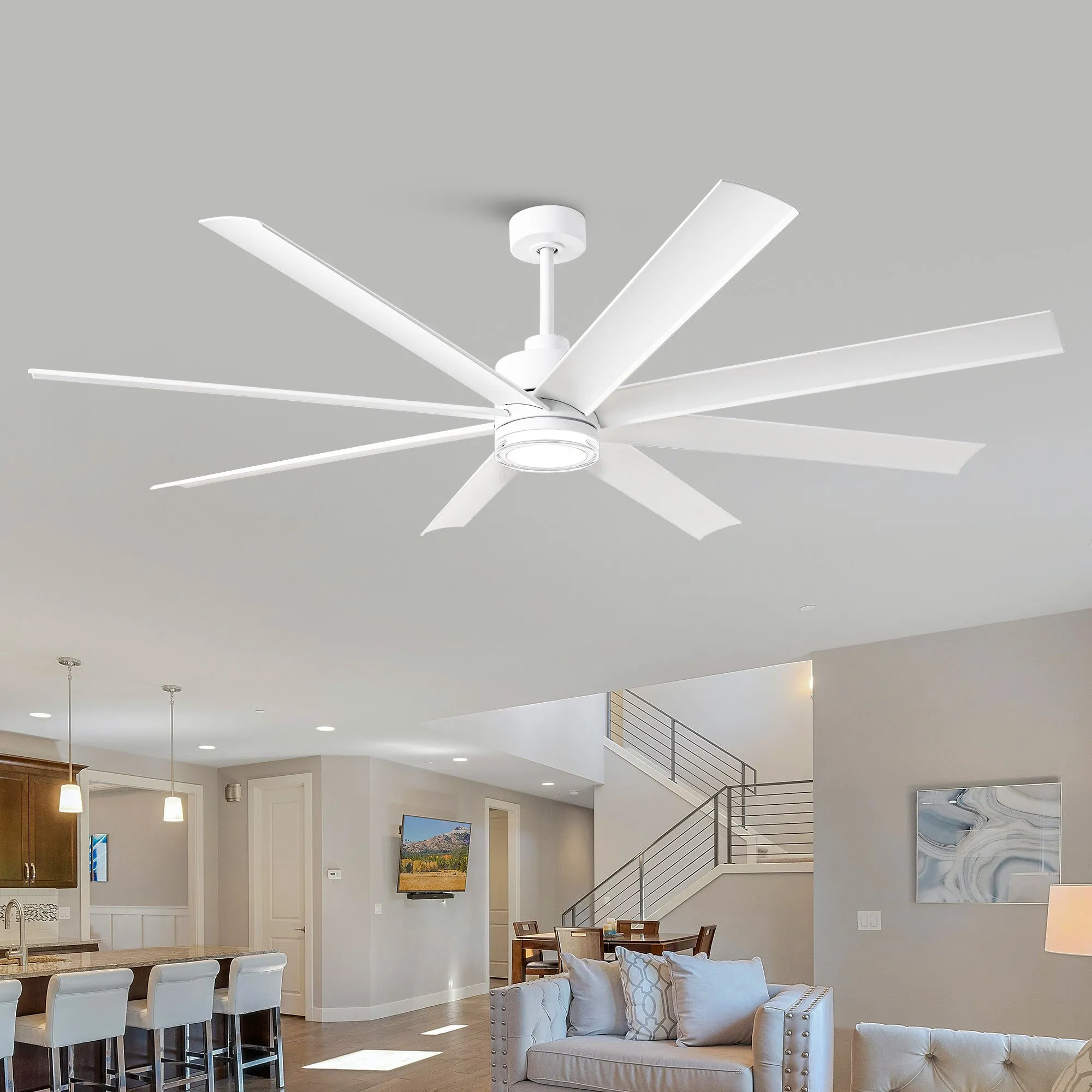 72 Inch Daugava Modern Downrod Mount Smart Fan with LED Light