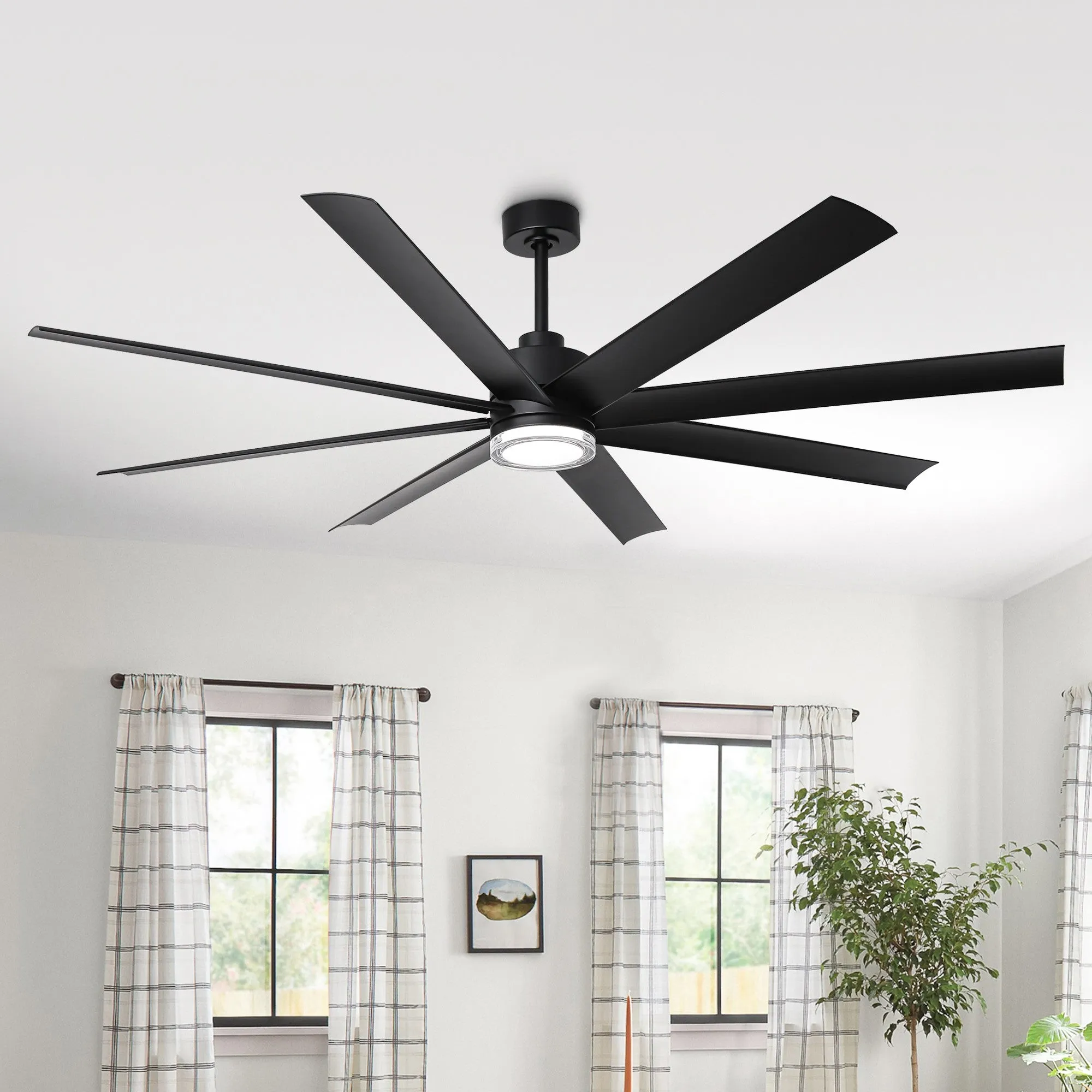 72 Inch Daugava Modern Downrod Mount Smart Fan with LED Light