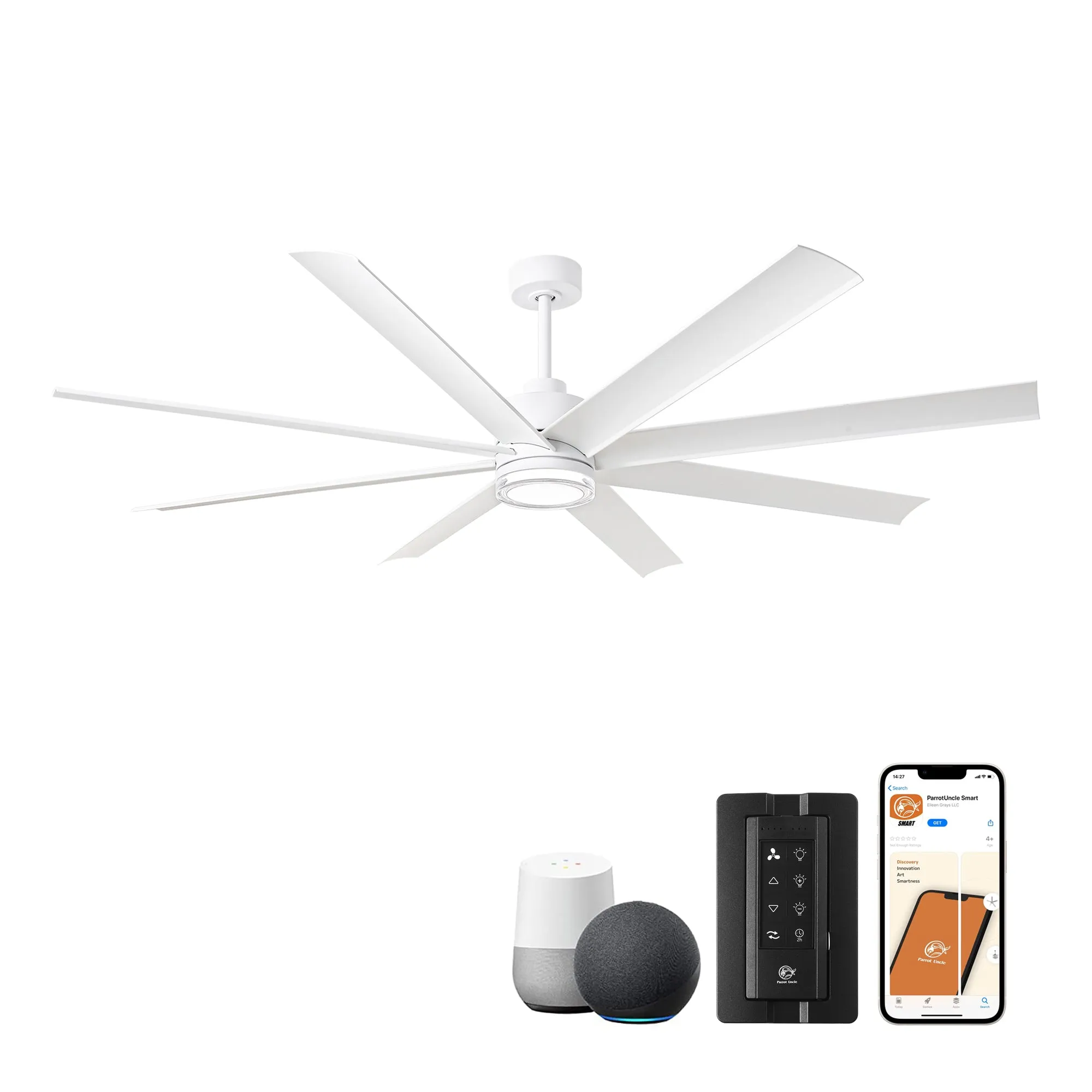 72 Inch Daugava Modern Downrod Mount Smart Fan with LED Light