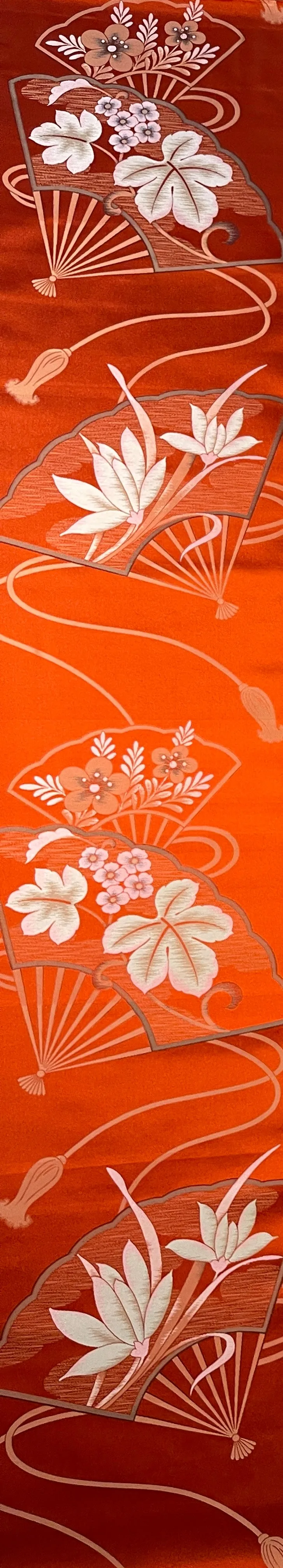 7885: 1990s Japanese Vintage Kimono  Silk Fabric, Deadstock, 63 in.Pc Fans