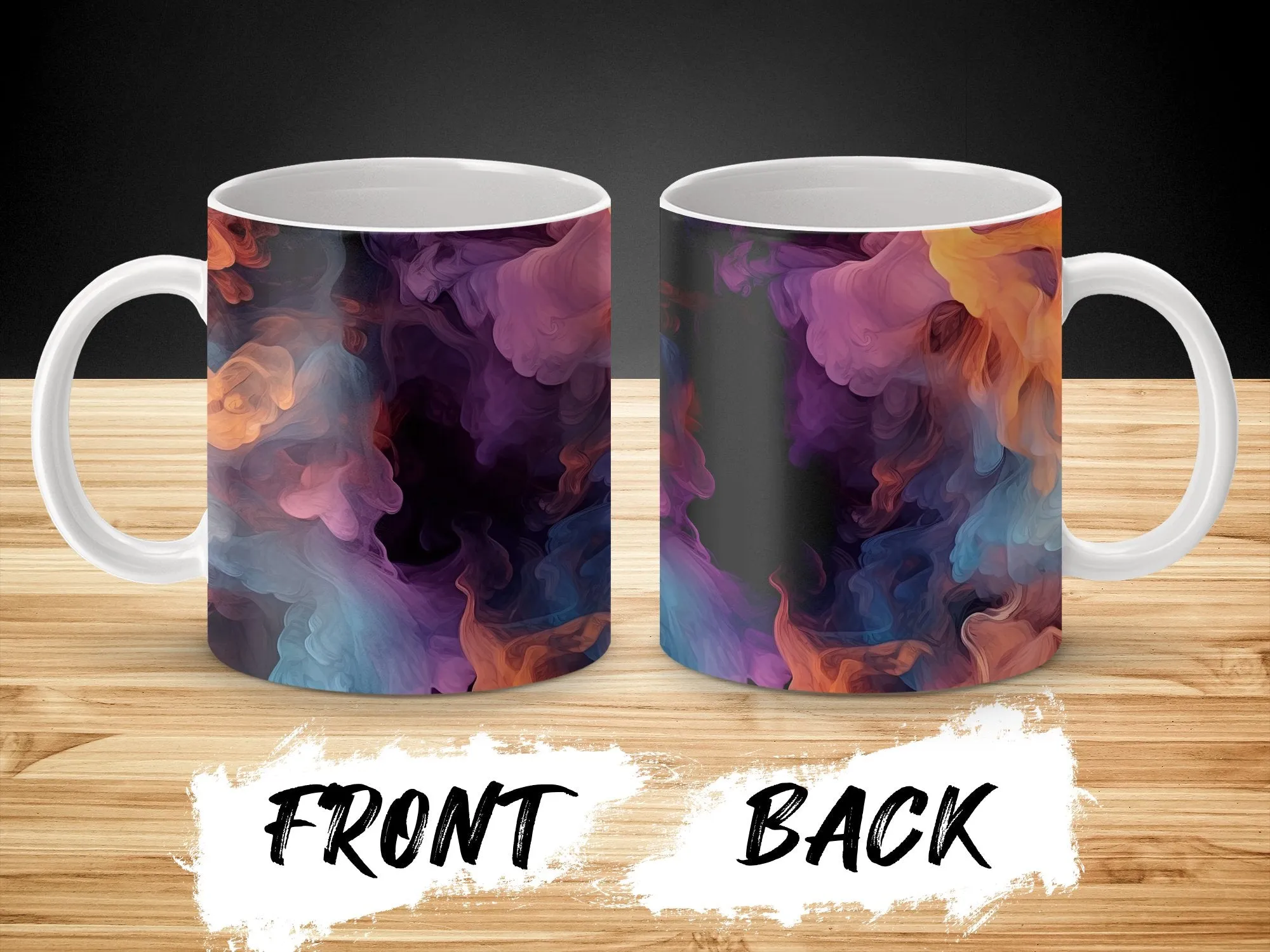 Abstract Art Mug, Colorful Smoke Design, Unique Artist Created Coffee Cup, Home Office Decor