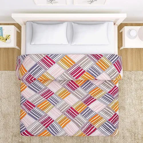 AC Comforter and Bedding Set for Double Bed, Multicolor Rhombus Stripes