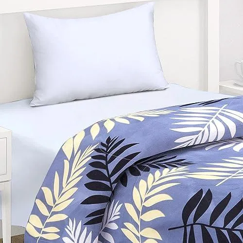 AC Comforter and Bedding Set for Single Bed, Frost Blue Pinnate Leaves