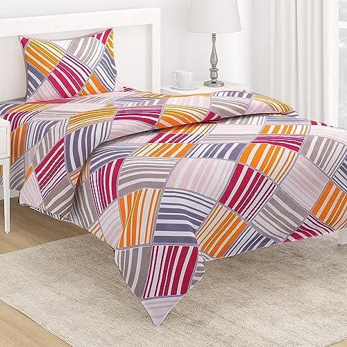 AC Comforter and Bedding Set for Single Bed, Multicolor Rhombus Stripes