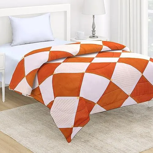 AC Comforter and Bedding Set for Single Bed, Rhombus Brick Red