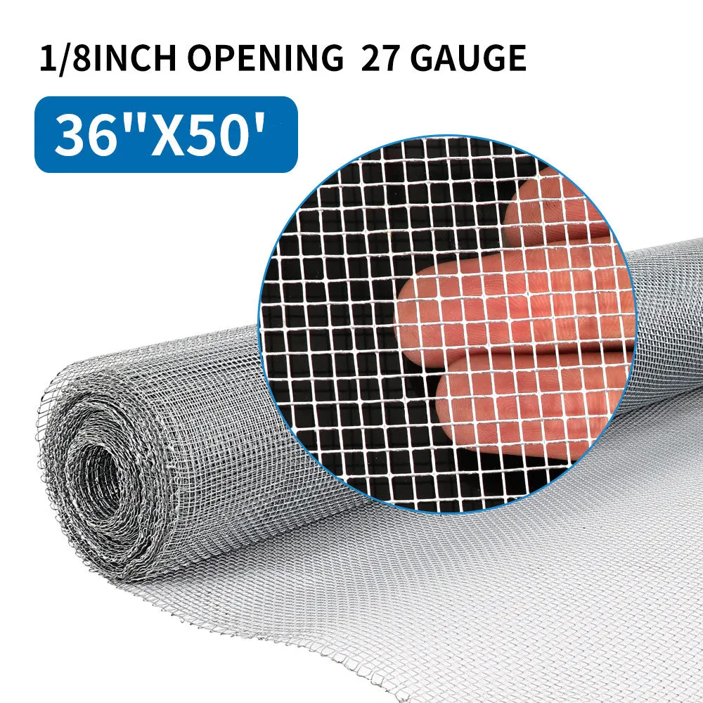 Amagabeli 36in x 50ft 1/8 inch Hardware Cloth 27 Gauge Galvanized Chicken Wire Mesh Fence JW010