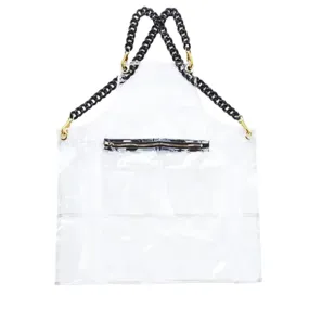 Anyhouz Salon Barber Apron Transparent 3 Pockets Fashion Cross-back Adjustable Waterproof Ideal for Hair Stylist