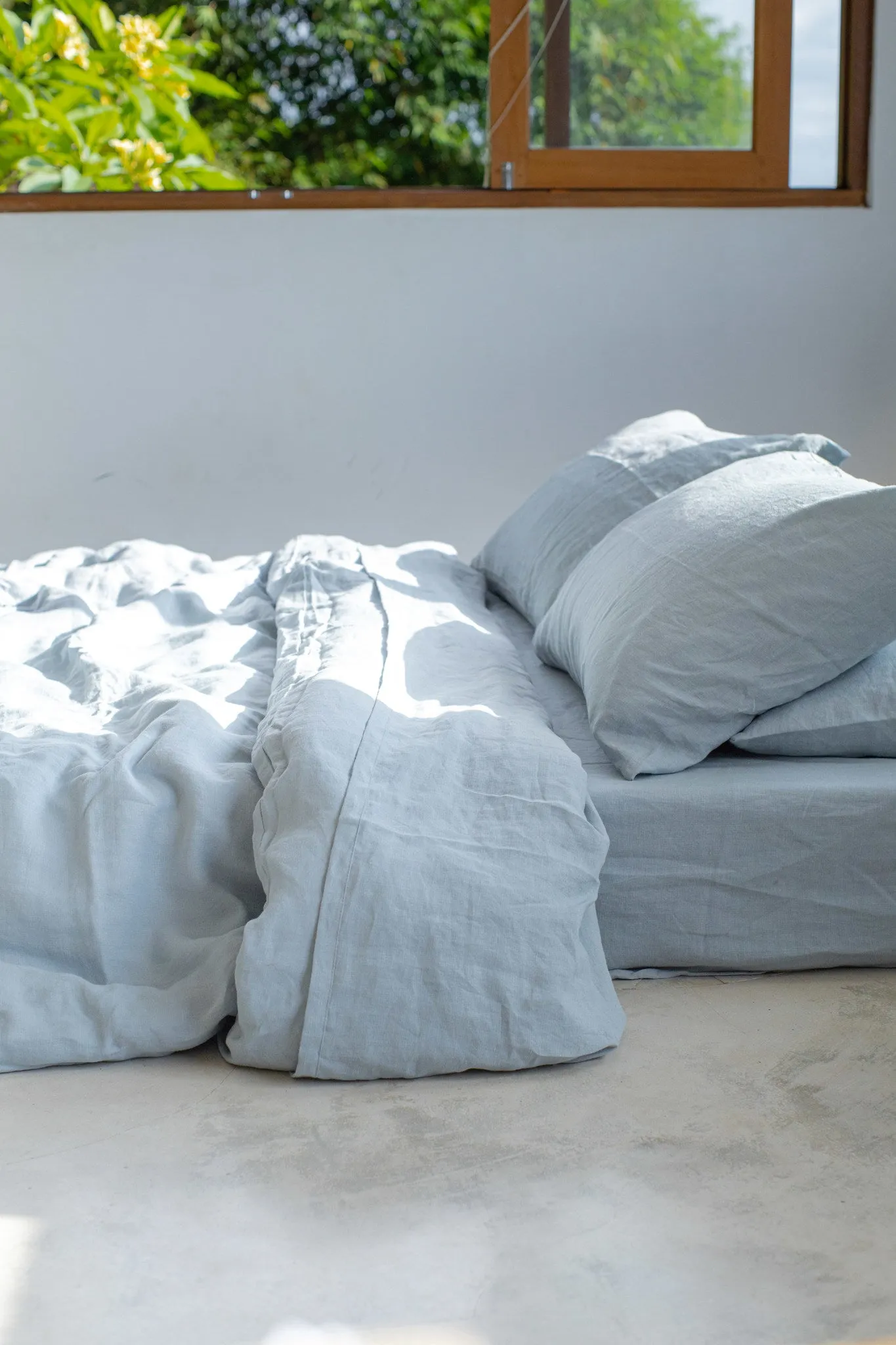 Aqua Linen Duvet Cover