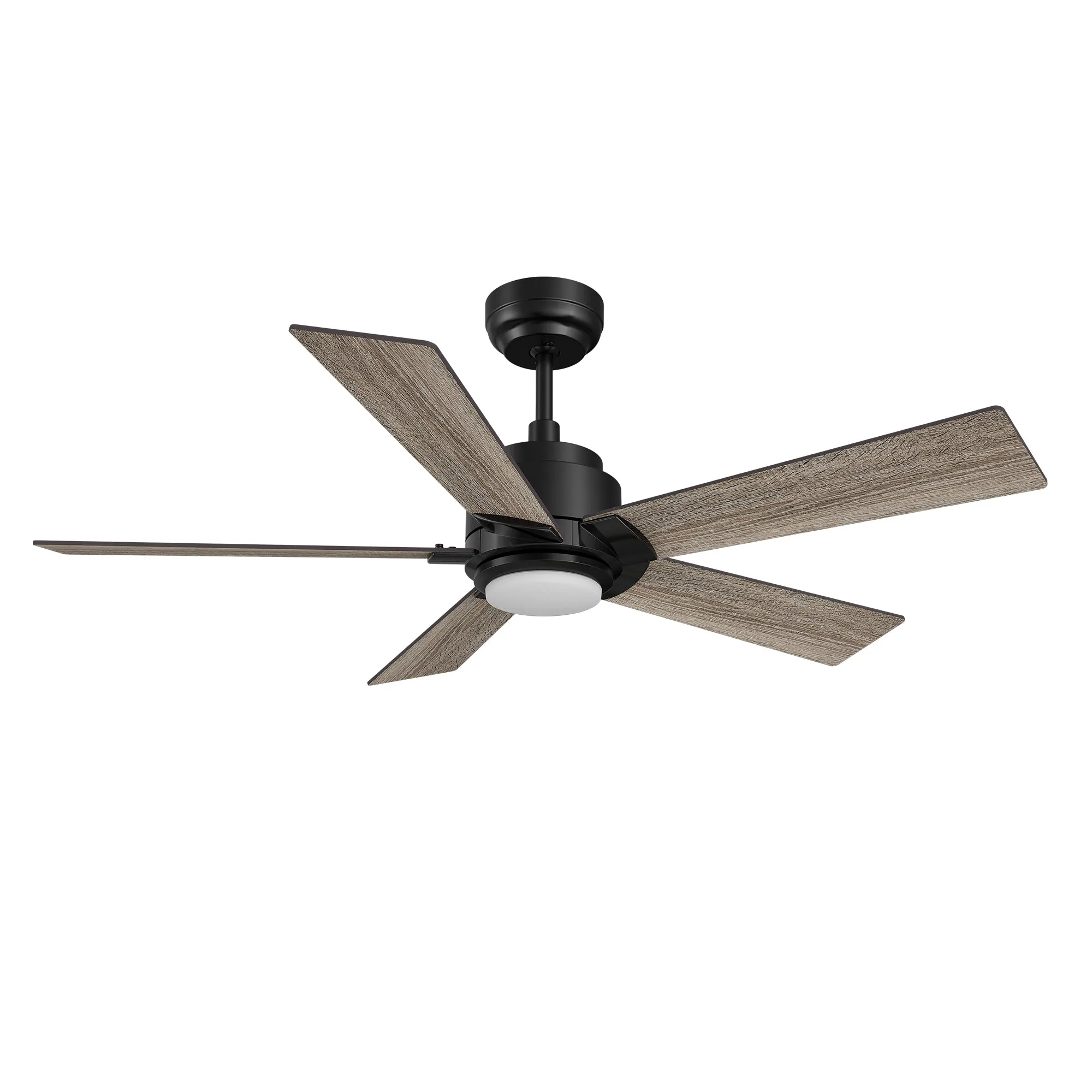 ASCENDER 60 inch 5-Blade Smart Ceiling Fan with LED Light & Remote Control - Black/Walnut & Barnwood (Reversible Blades)