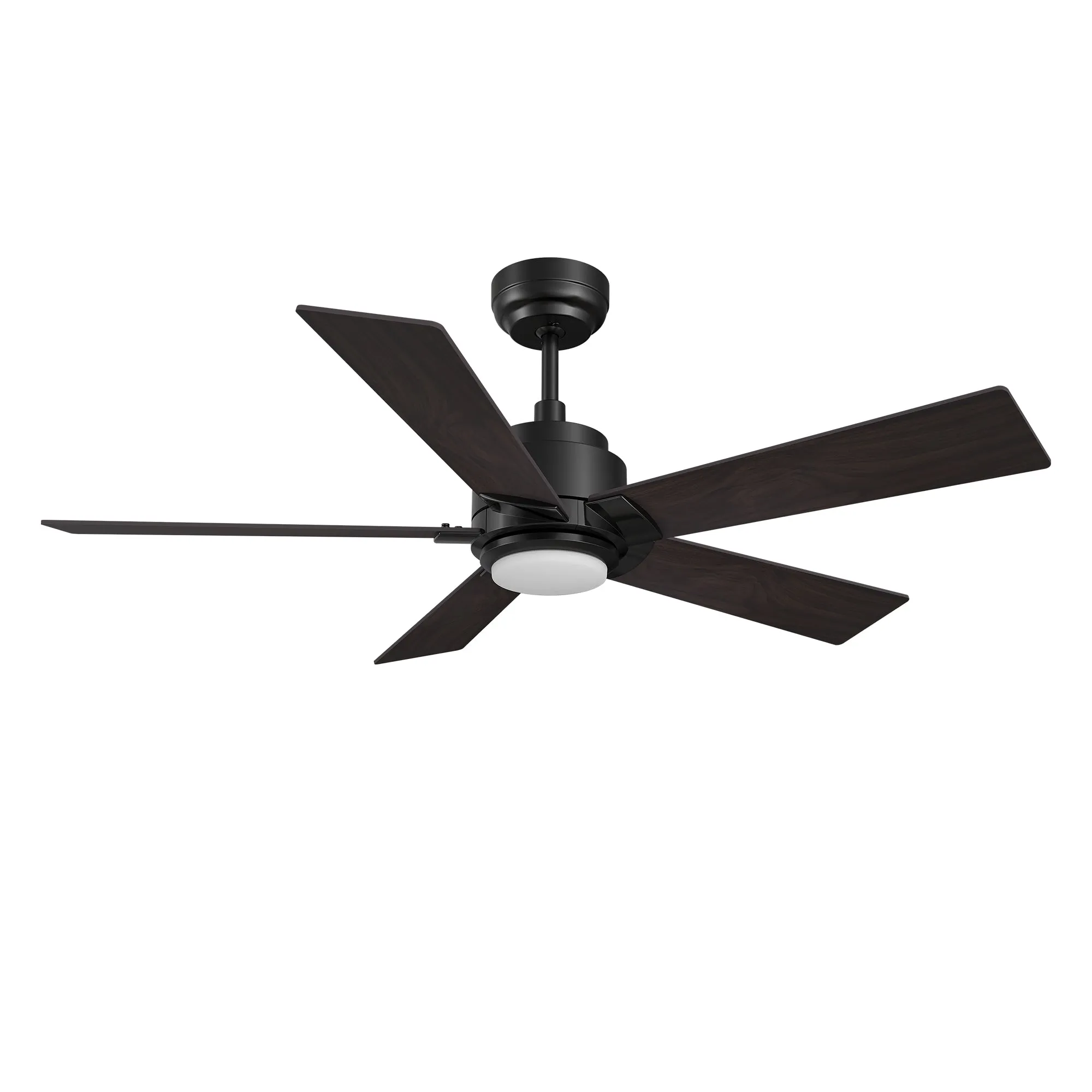 ASCENDER 60 inch 5-Blade Smart Ceiling Fan with LED Light & Remote Control - Black/Walnut & Barnwood (Reversible Blades)