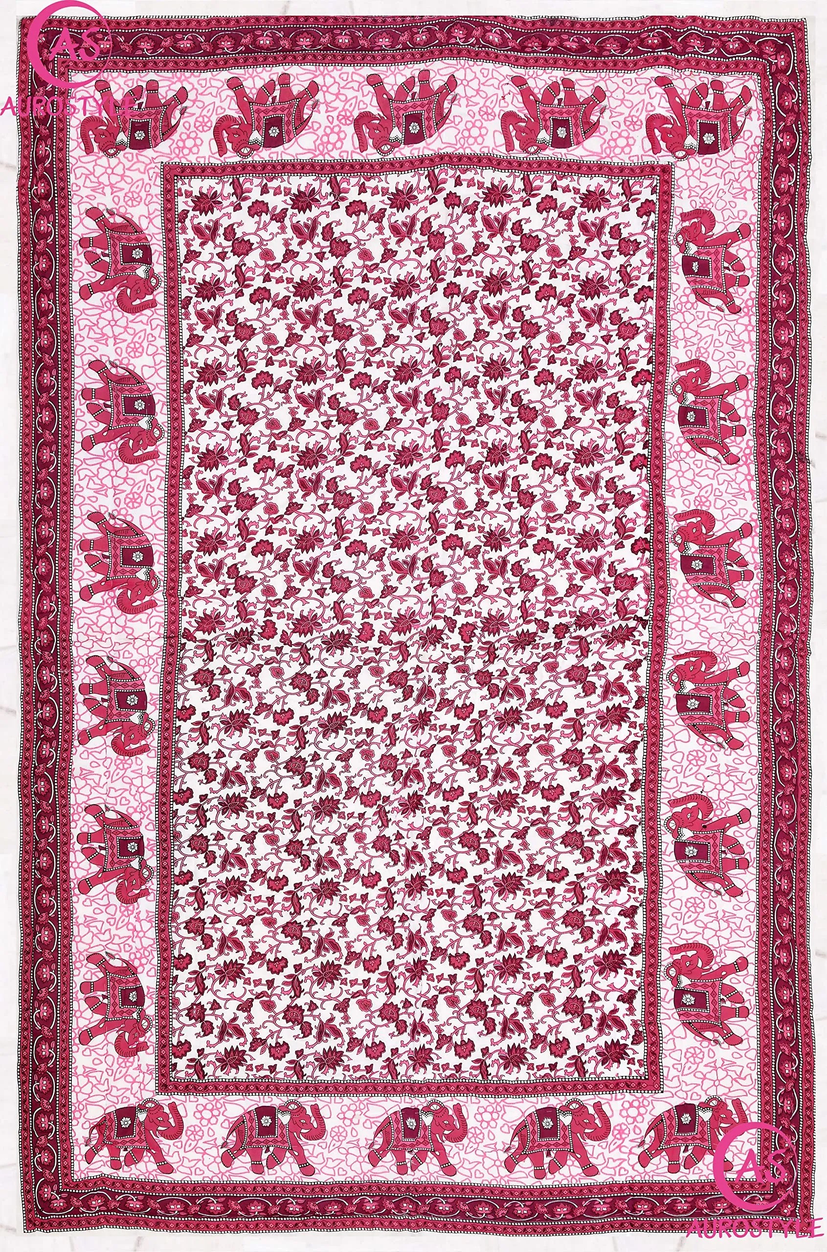 AUROSTYLE 400 TC Pure Cotton Light Weight Traditional Jaipuri Design Printed Single Bed Quilt/Razai/Rajai (Design 15)