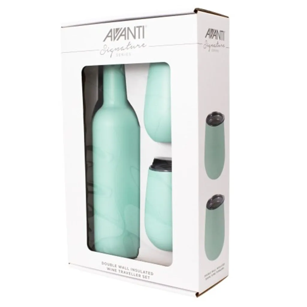 Avanti Double Wall Wine Traveller Set - Mint