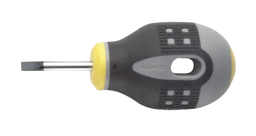 Bahco ERGO handled Screwdriver,slotted head, square shank, flat tip, 83mm, blade 25mm, tip 5.5mm.