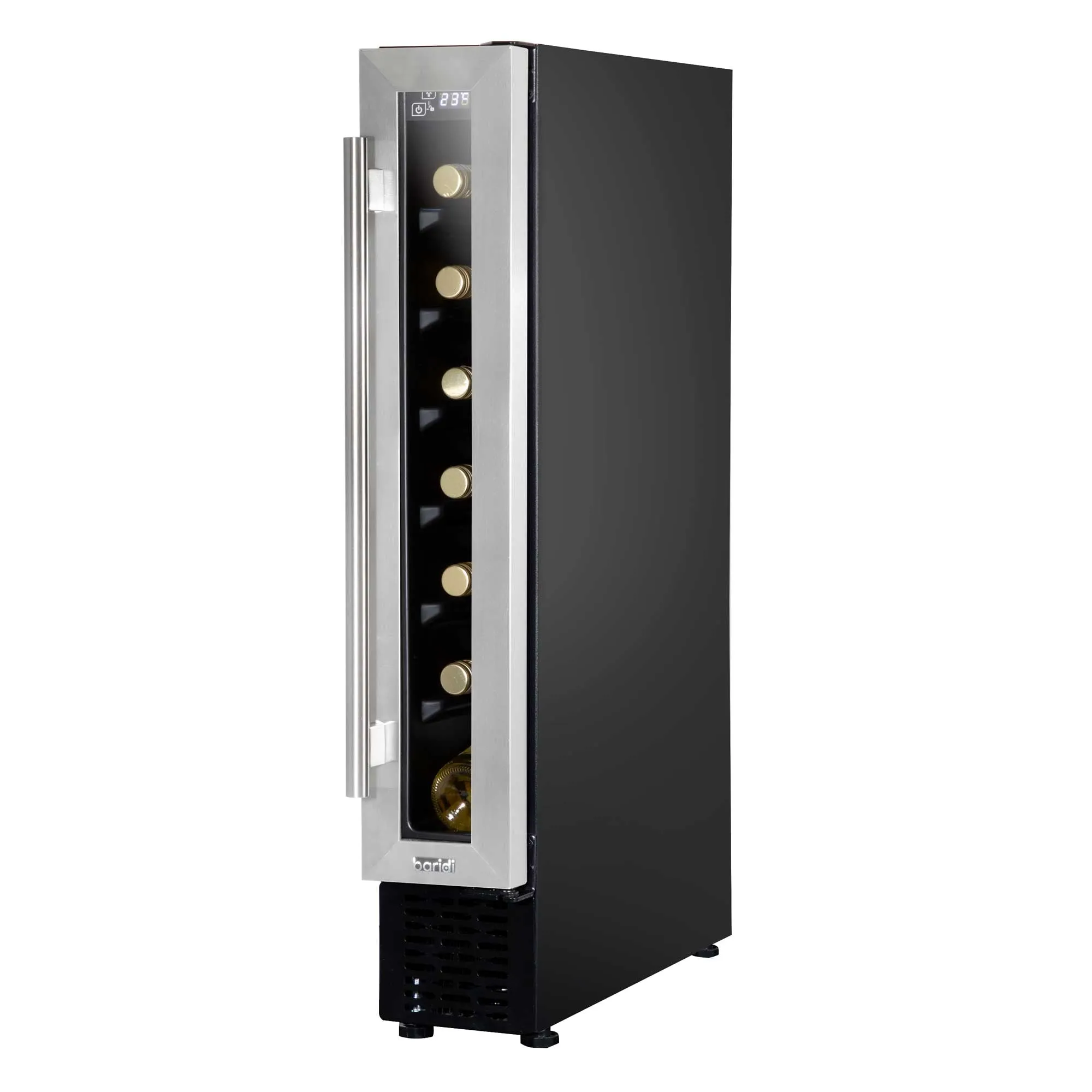 Baridi 7 Bottle 15cm Slim Wine Cooler with Digital Touch Screen Controls, Stainless Steel - DH77