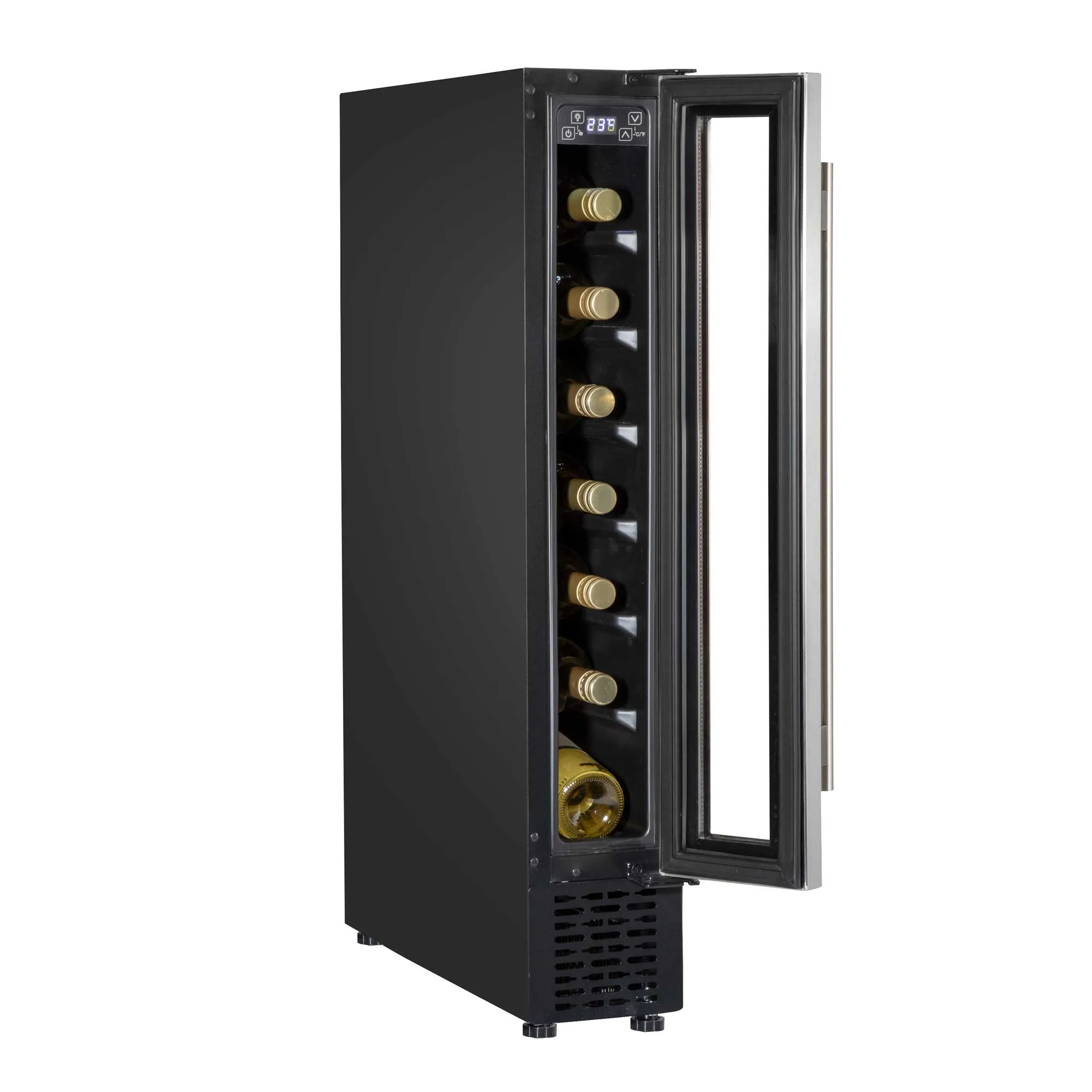 Baridi 7 Bottle 15cm Slim Wine Cooler with Digital Touch Screen Controls, Stainless Steel - DH77