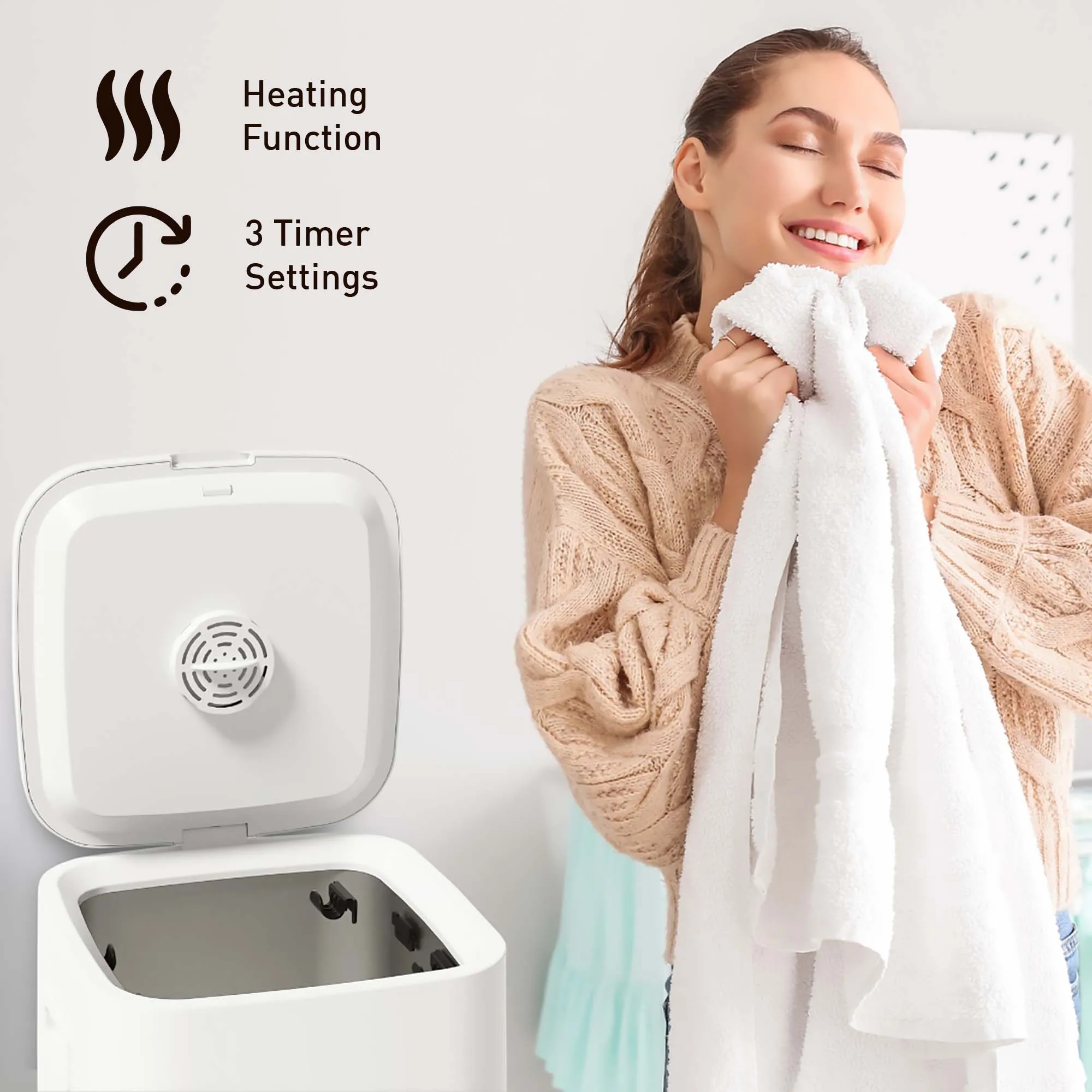 Bathroom Essential Set: Luxury Towel Warmer Bucket, Digital Scale, and Bamboo Bath Body Brush