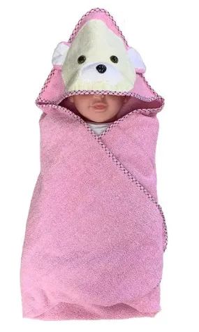 Bear Hooded Bath Towel - Pink