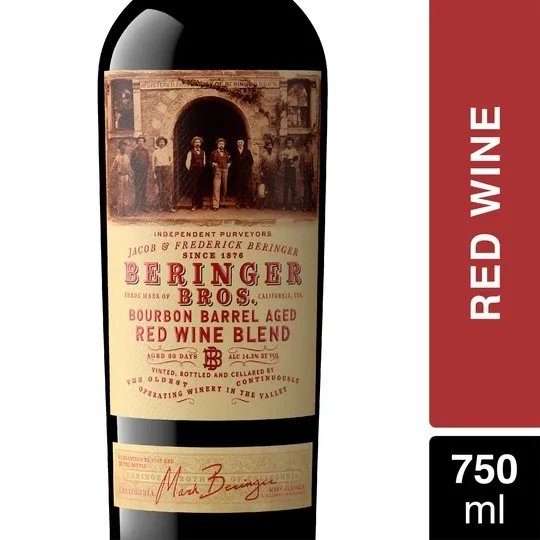 Beringer Bros. Bourbon Barrel Aged California Red Wine Blend, 750ml Bottle, 14.5% ABV