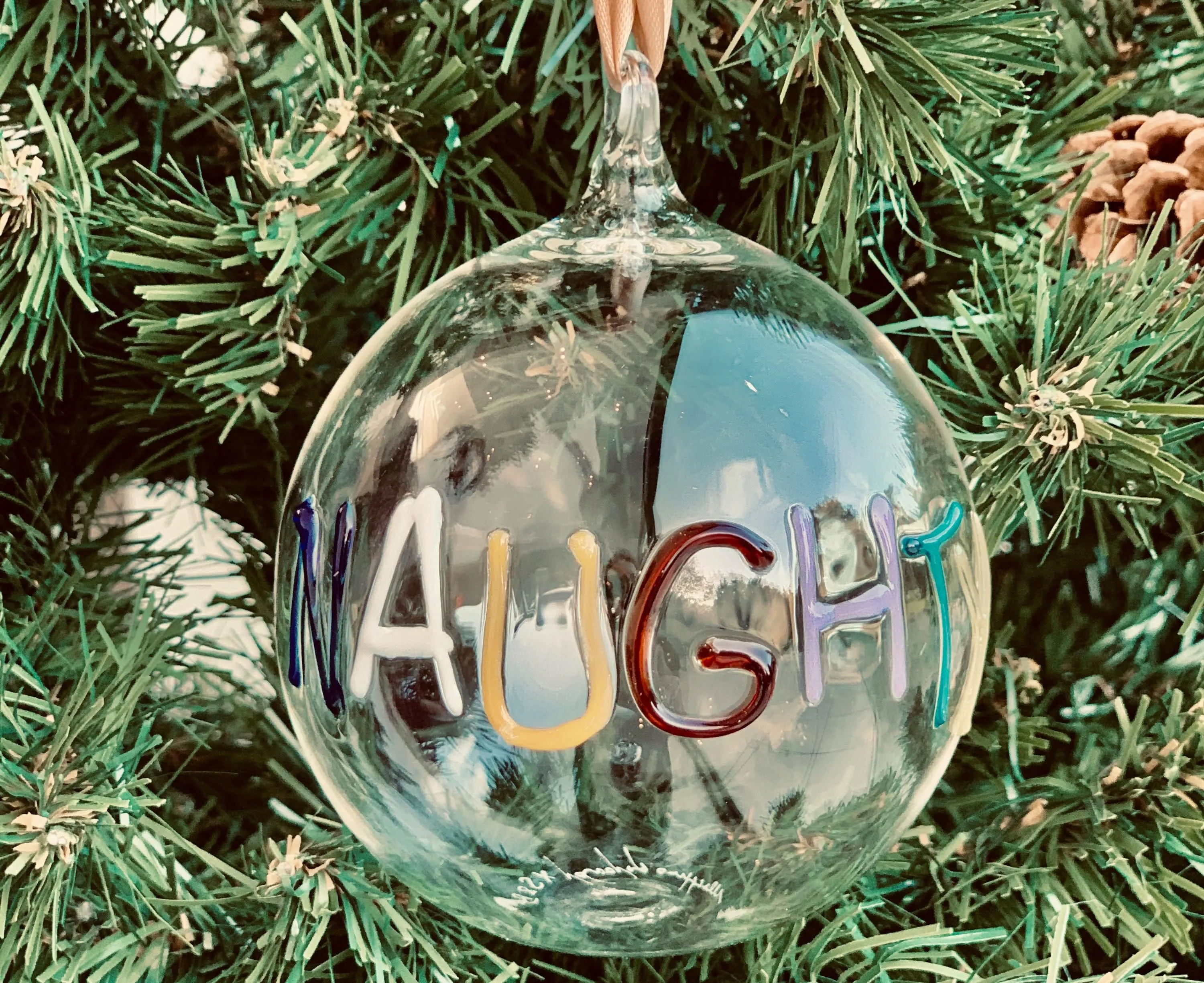 Bespoke Handblown Glass Word Bauble - MADE TO ORDER