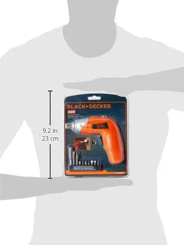 BLACK DECKER KC3610 3.6V NiCd Cordless Screw Driver Kit (Orange, 10- Accessories included)