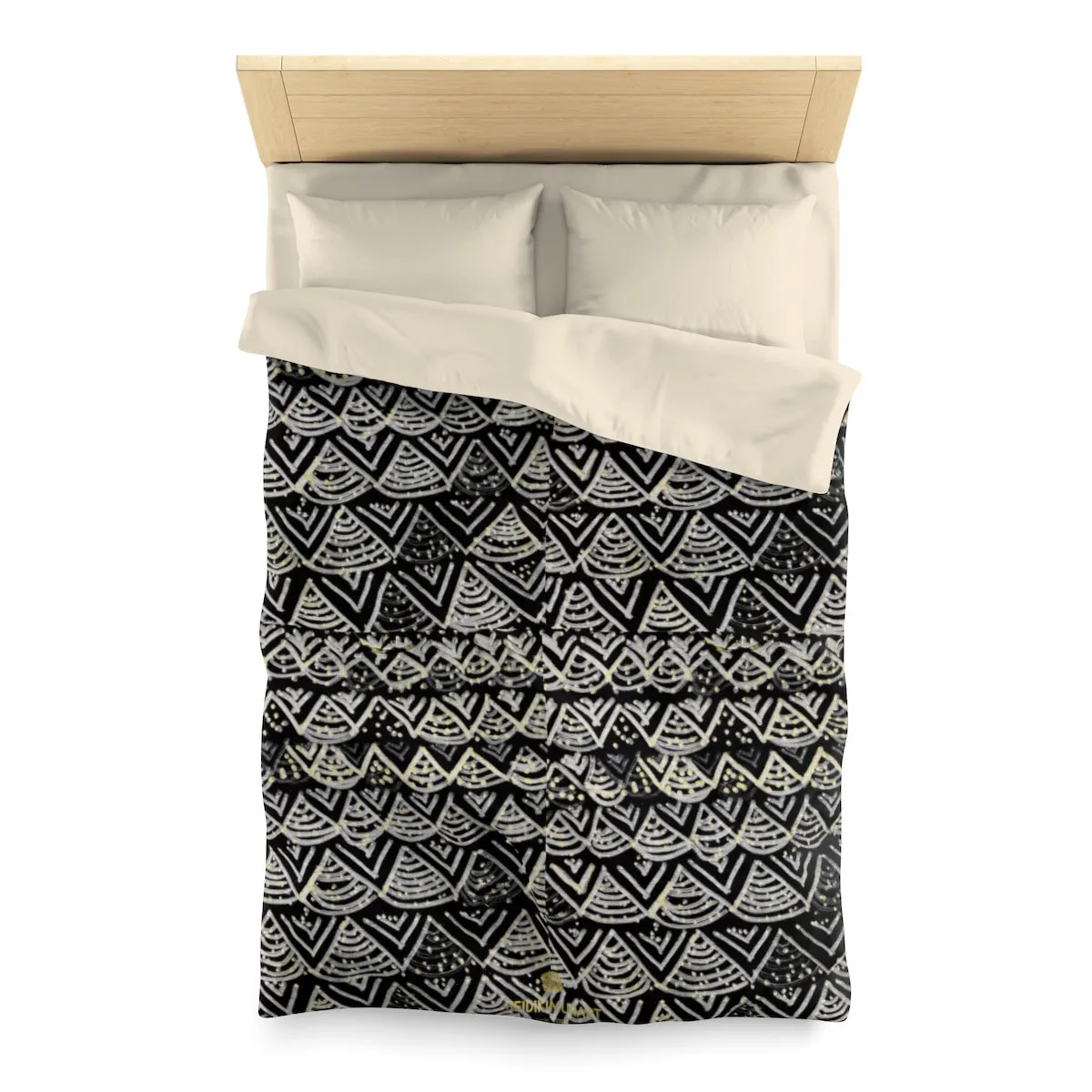 Black Triangular Duvet Cover, Geometric Soft Microfiber Premium Bedding- Size Queen/ Twin