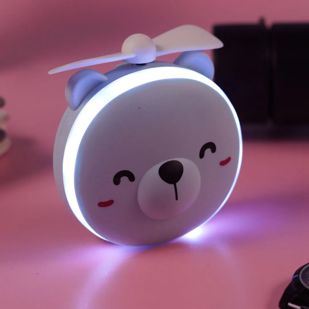 Blue Cute Teddy Led Mirrors with Fan for Girls