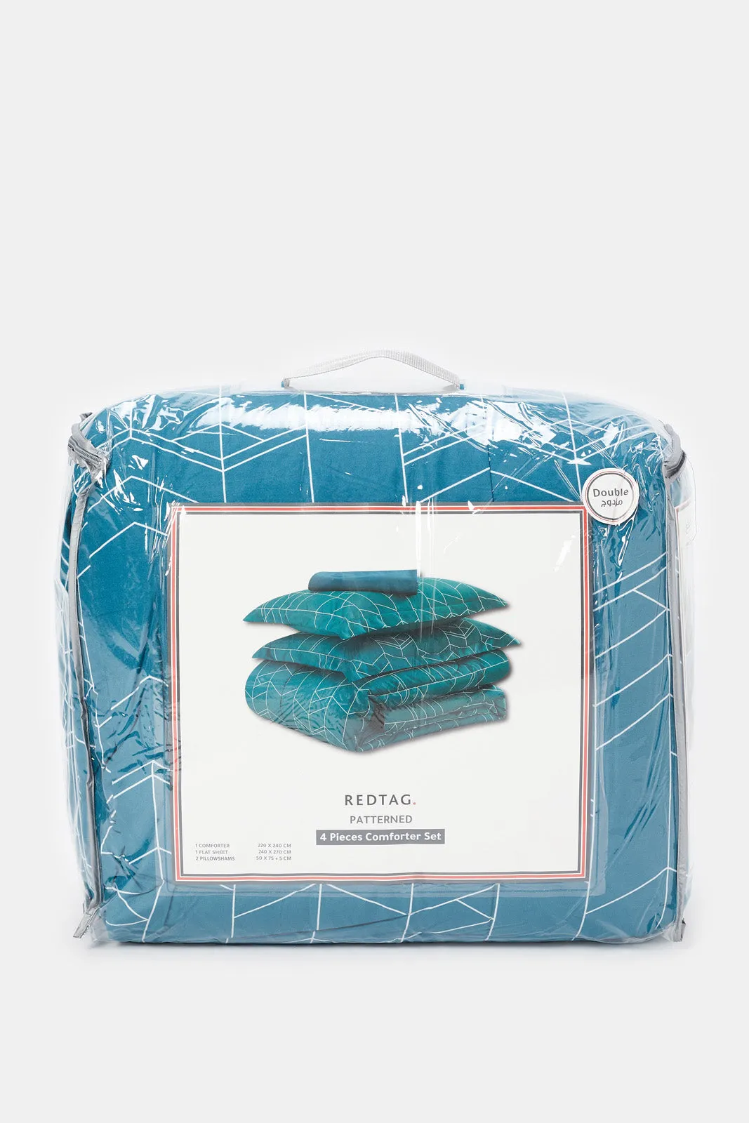 Blue Geometric Printed Comforter Set (Double Size)