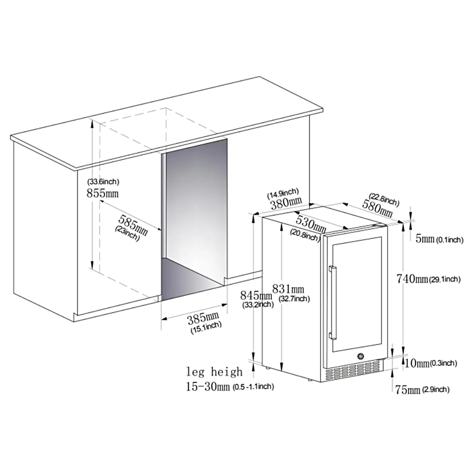 BODEGAcooler 15 Inch Beverage Cooler 100 Can Outdoor Fridge